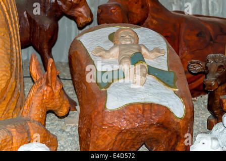 La sculpture sur bois crèche, République tchèque Banque D'Images