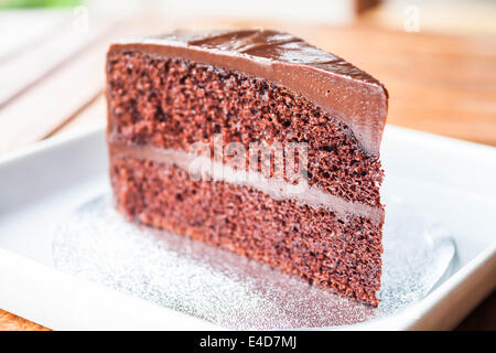 Partie de gâteau au chocolat de près Banque D'Images