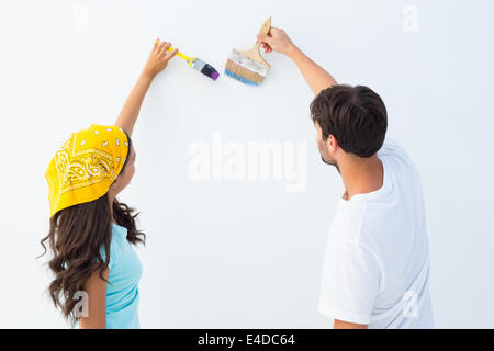 Happy young couple peinture Banque D'Images