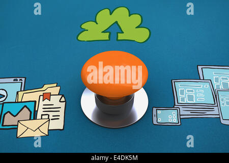 Image composite du bouton-poussoir orange Banque D'Images