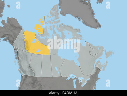 Territoires du Nord-Ouest, Canada, carte en relief Banque D'Images
