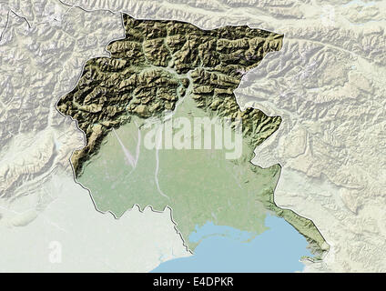 Région de Frioul-Vénétie Julienne, Italie, carte en relief Banque D'Images