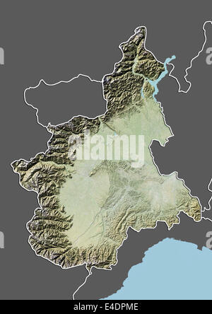 Région du Piémont, Italie, carte en relief Banque D'Images