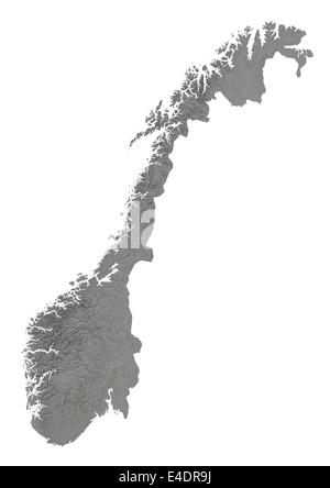 La Norvège, carte en relief Banque D'Images