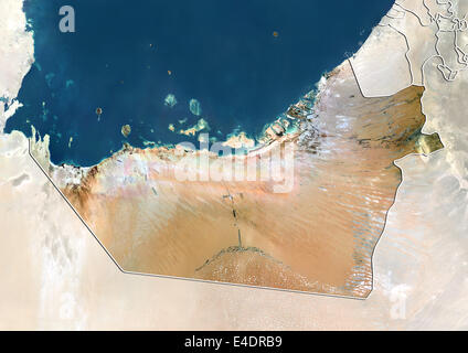 Émirat d'Abu Dhabi, Émirats arabes unis, True Color Image satellite Banque D'Images