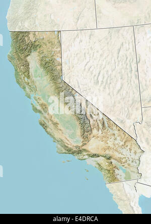 État de Californie, États-Unis, carte en relief Banque D'Images