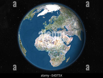 Earth Globe montrant continents européens et africains avec des frontières du pays Banque D'Images