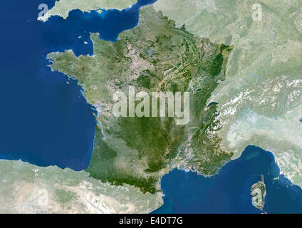 France, True Color Satellite Image avec masque. France, true color satellite image avec masque. La France est le plus grand pays d'E Banque D'Images