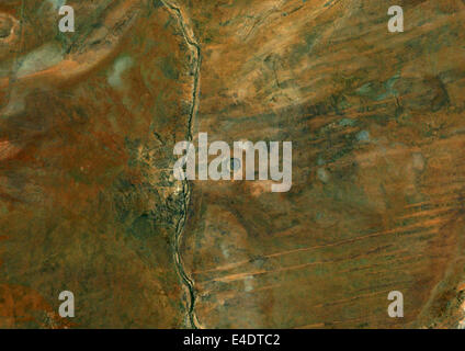 Wolf Creek Meteor cratère d'impact, l'Australie, True Color Image satellite. La couleur vraie image satellite de Wolf Creek struct impact Banque D'Images