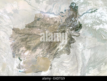 L'Afghanistan, True Color Satellite Image avec masque. L'Afghanistan, true color satellite image avec masque. Le Nord est en haut. Une grande partie de Banque D'Images