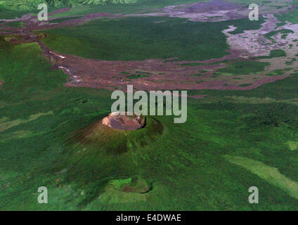 Volcan Nyiragongo In 3D, République démocratique du Congo, True Color Image satellite. Nyiragongo, Congo, couleurs vraies chaînes im Banque D'Images