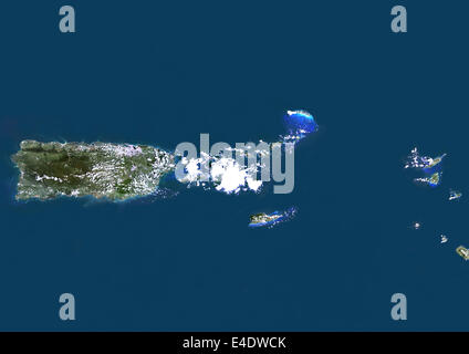 Porto Rico, Îles Vierges américaines, Anguilla, St Barth et St Martin, Caraïbes, True Color Image satellite. Vue satellite de Puerto Ri Banque D'Images