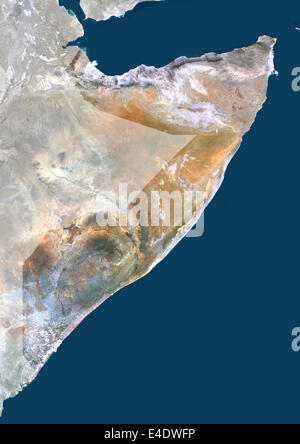 La Somalie, l'Afrique, True Color Satellite Image avec masque. Vue de la Somalie (avec masque). Cette image a été compilé à partir des données Banque D'Images