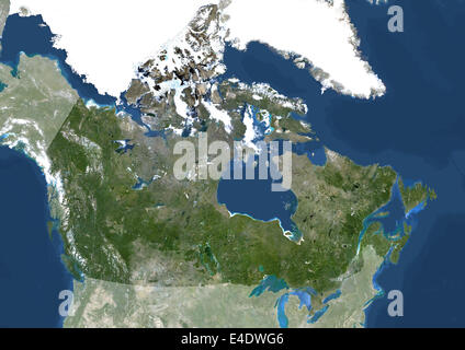 Canada, Amérique du Nord, True Color Satellite Image avec masque. Vue satellite du Canada (avec masque). Cette image a été compilé à partir de Banque D'Images