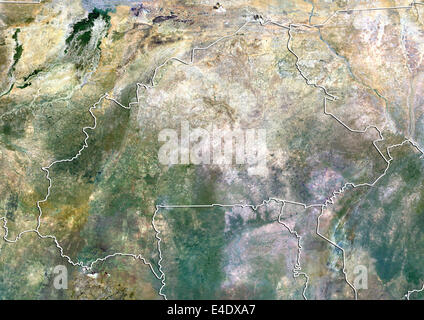 Le Burkina Faso, True Color Satellite Image avec bordure Banque D'Images
