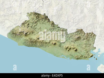 El Salvador, carte en relief avec bordure et masque Banque D'Images