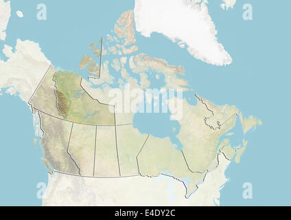 Le Canada et les Territoires du Nord-Ouest, carte en relief Banque D'Images