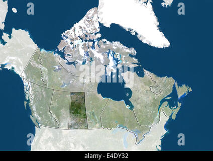 Le Canada et la Province de la Saskatchewan, True Color Image satellite Banque D'Images