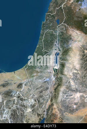 Israël, True Color Satellite Image avec bordure Banque D'Images