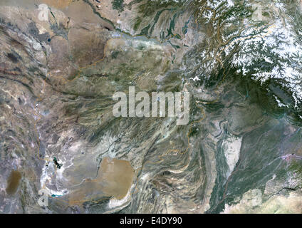 L'Afghanistan, True Color Satellite Image avec bordure. L'Afghanistan, true color satellite Image avec bordure. Le Nord est en haut. Le MUC Banque D'Images