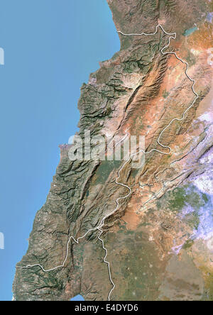 Liban, image satellite avec effet de choc, avec bordure Banque D'Images