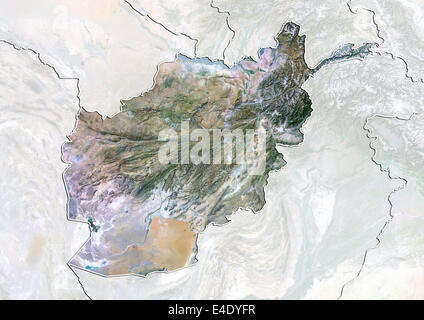 L'Afghanistan, image satellite avec effet de choc, avec bordure et masque Banque D'Images