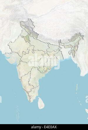 L'Inde et l'État de Haryana, carte en relief Banque D'Images