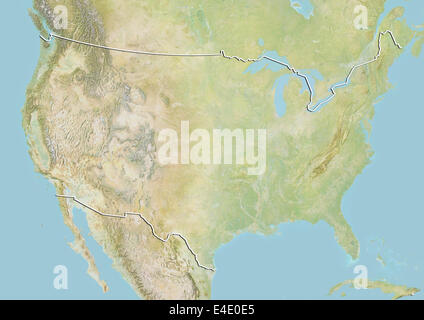 United States, carte en relief avec bordure Banque D'Images