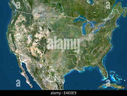 United States, True Color Satellite Image avec bordure