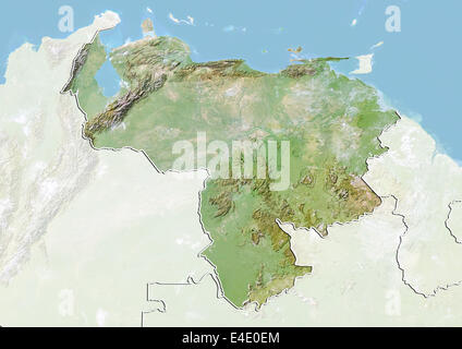 Le Venezuela, carte en relief avec bordure et masque Banque D'Images