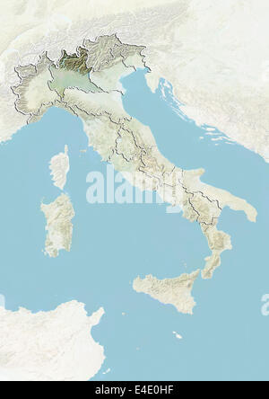 L'Italie et la région de Lombardie, carte en relief Banque D'Images