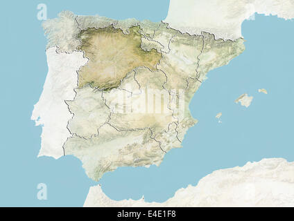 L'Espagne et la région de Castille et Leon, carte en relief Banque D'Images