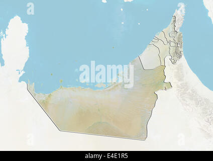 Emirats Arabes Unis et de l'Émirat d'Abu Dhabi, carte en relief Banque D'Images