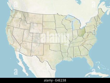 États-unis et l'état de l'Ohio, carte en relief Banque D'Images