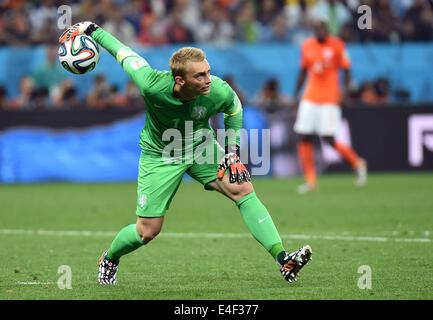 Corinthiens Stadium, Sao Paulo, Brésil. 09 juillet, 2014. Coupe du Monde FIFA 2014 football match de demi-finale entre les Pays-Bas et l'Argentine. Jasper Cillessen gardien (Pays-Bas) : Action de Crédit Plus Sport/Alamy Live News Banque D'Images