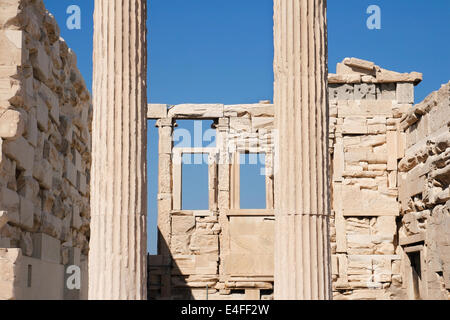 L'intérieur du temple grec d'Erechteum dans l'Acropole, Athènes, Grèce. Banque D'Images