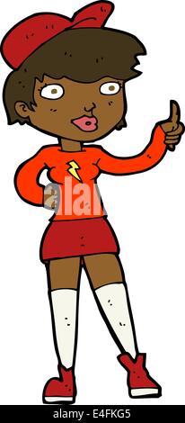 Patineur cartoon girl giving Thumbs up symbole Illustration de Vecteur