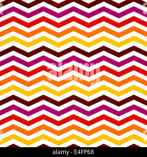 Chevron seamless background avec zig zag rouge, jaune, rose et orange sur fond blanc rayures Banque D'Images