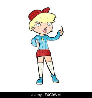 Patineur cartoon girl giving Thumbs up symbole Illustration de Vecteur