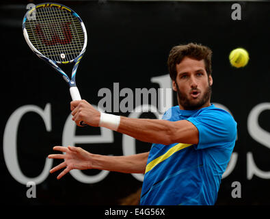 Stuttgart, Allemagne. 10 juillet, 2014. Joueur de tennis espagnol Feliciano Lopez en action au cours de son deuxième tour contre chez Mercedes Cup tournoi ATP de Stuttgart, Allemagne, 10 juillet 2014. Photo : DANIEL MAURER/dpa/Alamy Live News Banque D'Images