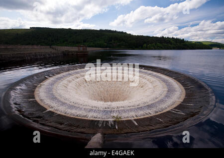 Débordement ou évasement, Ladybower Reservoir dans le parc national de Peak District. Le réservoir est équipé de deux de ces débordements. Banque D'Images