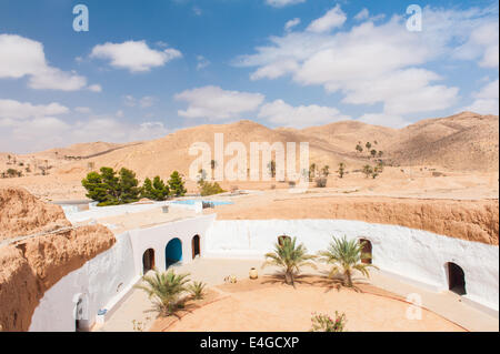 Matmata, Tunisie. Maison Troglodyte creusé dans le désert Banque D'Images