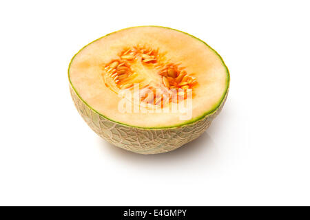 Fruit melon cantaloup (Cucumis melo) isolated on a white background studio. Banque D'Images