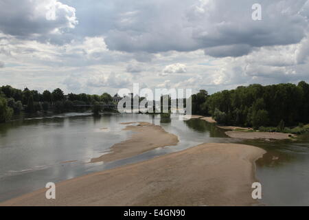 Bancs de sable de Loire Tours France Juillet 2014 Banque D'Images