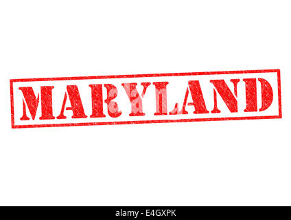 Le Maryland Tampon de caoutchouc sur un fond blanc. Banque D'Images
