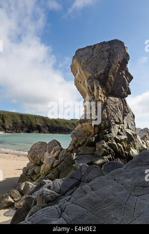 Mangersta Beach un jour de printemps sur l'île de Lewis et Harris, Hébrides extérieures, en Écosse Banque D'Images