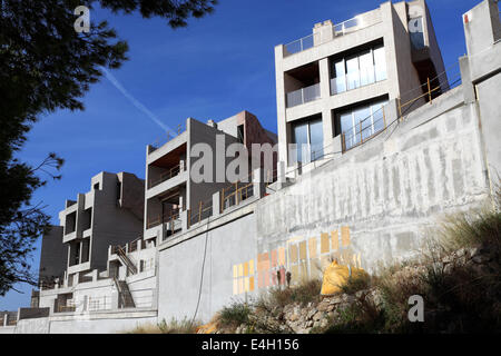 Villas de nouvelle construction, Playa de Levante, Benidorm, Costa Blanca, province de Valence, en Espagne, en Europe. Banque D'Images