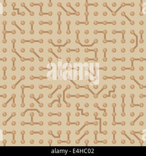 Contexte Avec la carte de circuit imprimé motif. Seamless texture marron Banque D'Images
