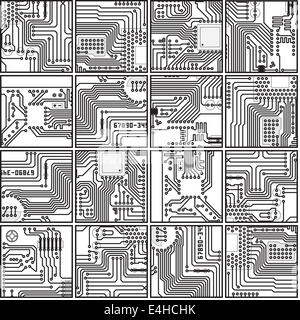 Résumé carte de circuit imprimé - motif texture électronique transparente Banque D'Images