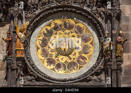 Horloge astronomique sur l'hôtel de ville. Prague, République Tchèque Banque D'Images